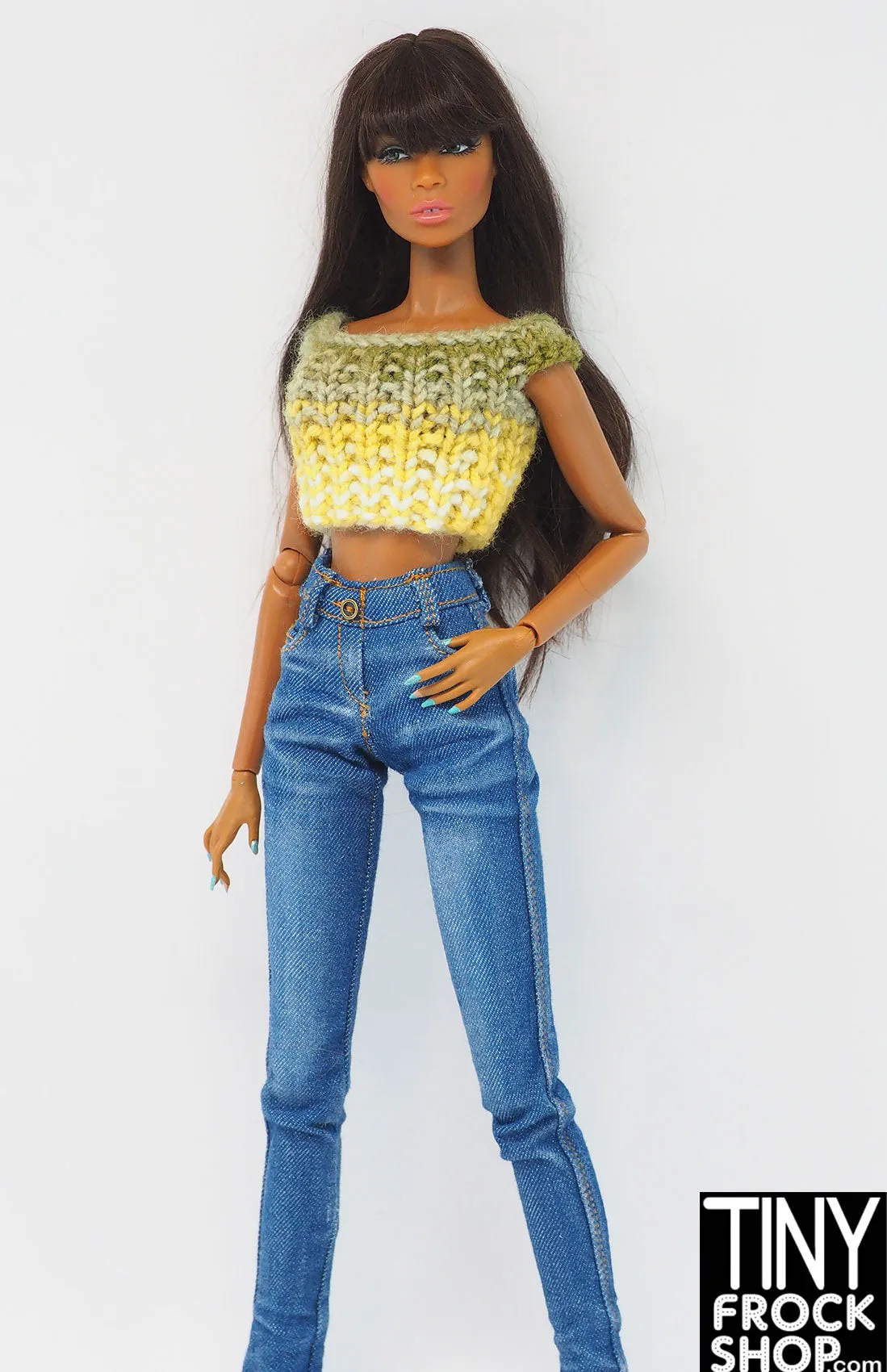 12" Fashion Doll Ombre Yellow Sweater Crop Top