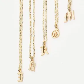 24K Gold-Plated Old English Initial Necklace