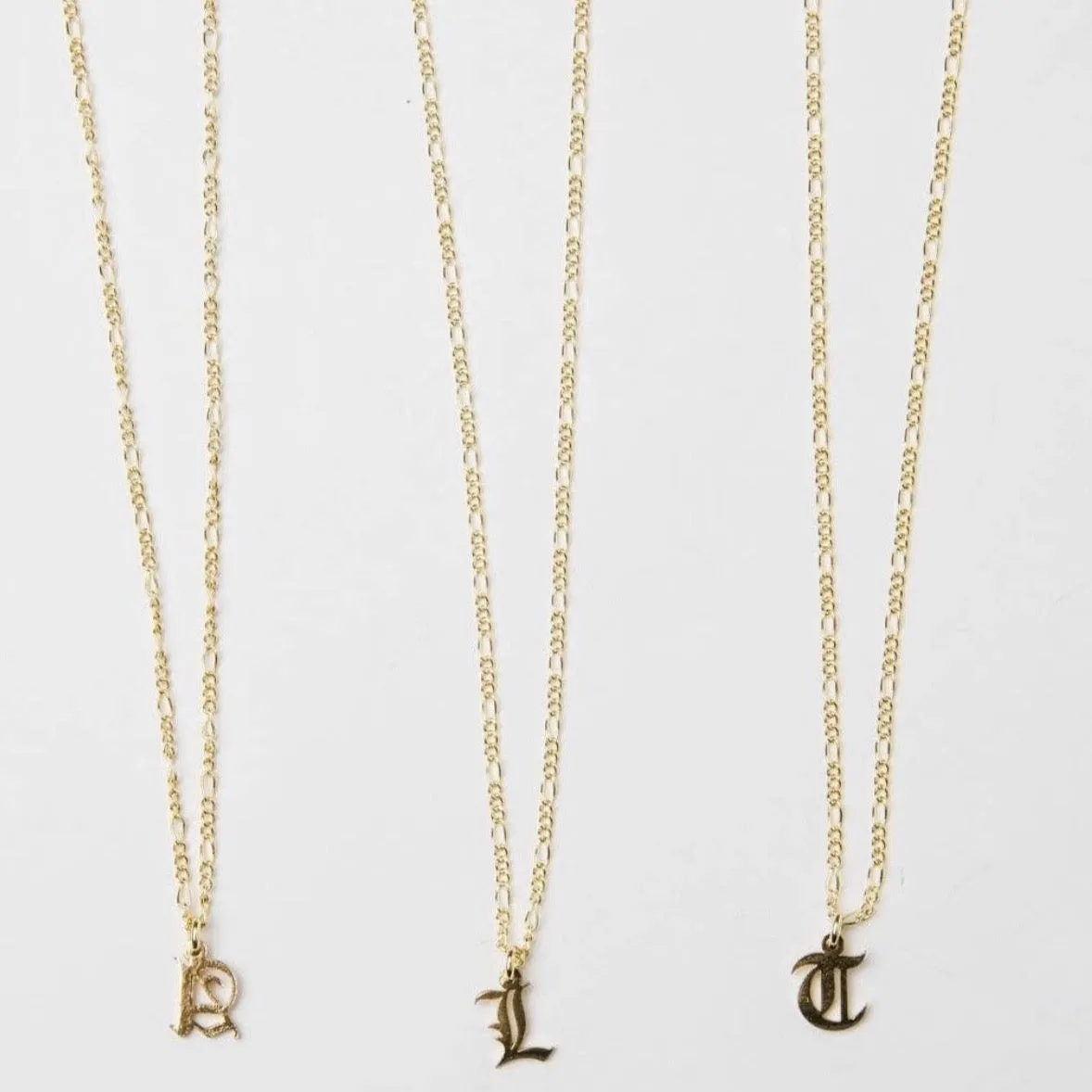 24K Gold-Plated Old English Initial Necklace