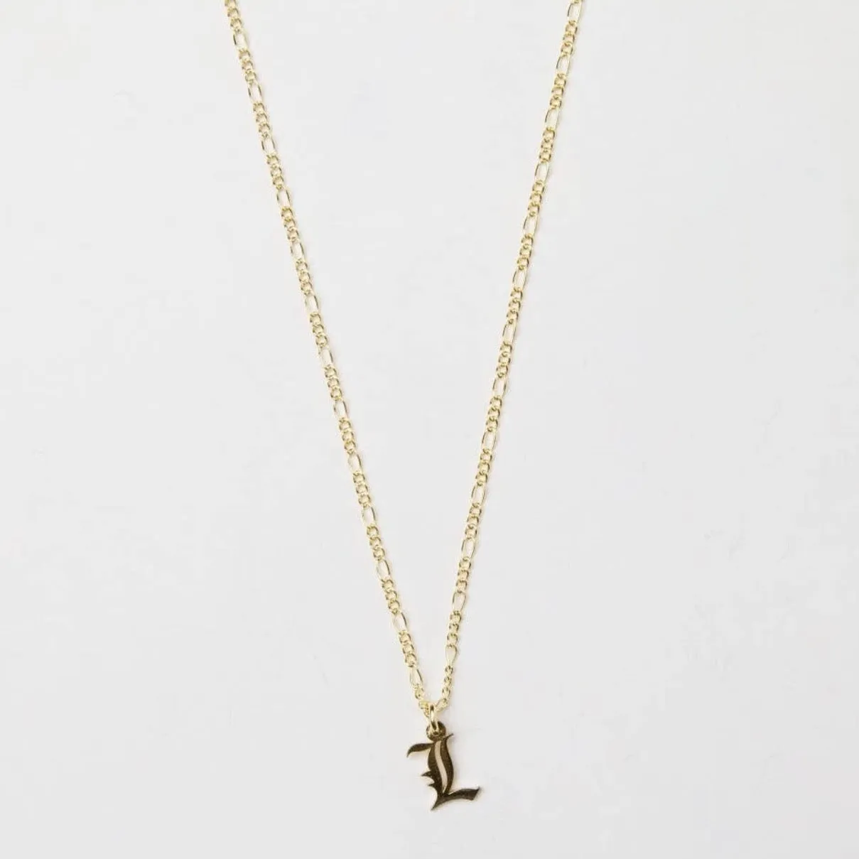 24K Gold-Plated Old English Initial Necklace