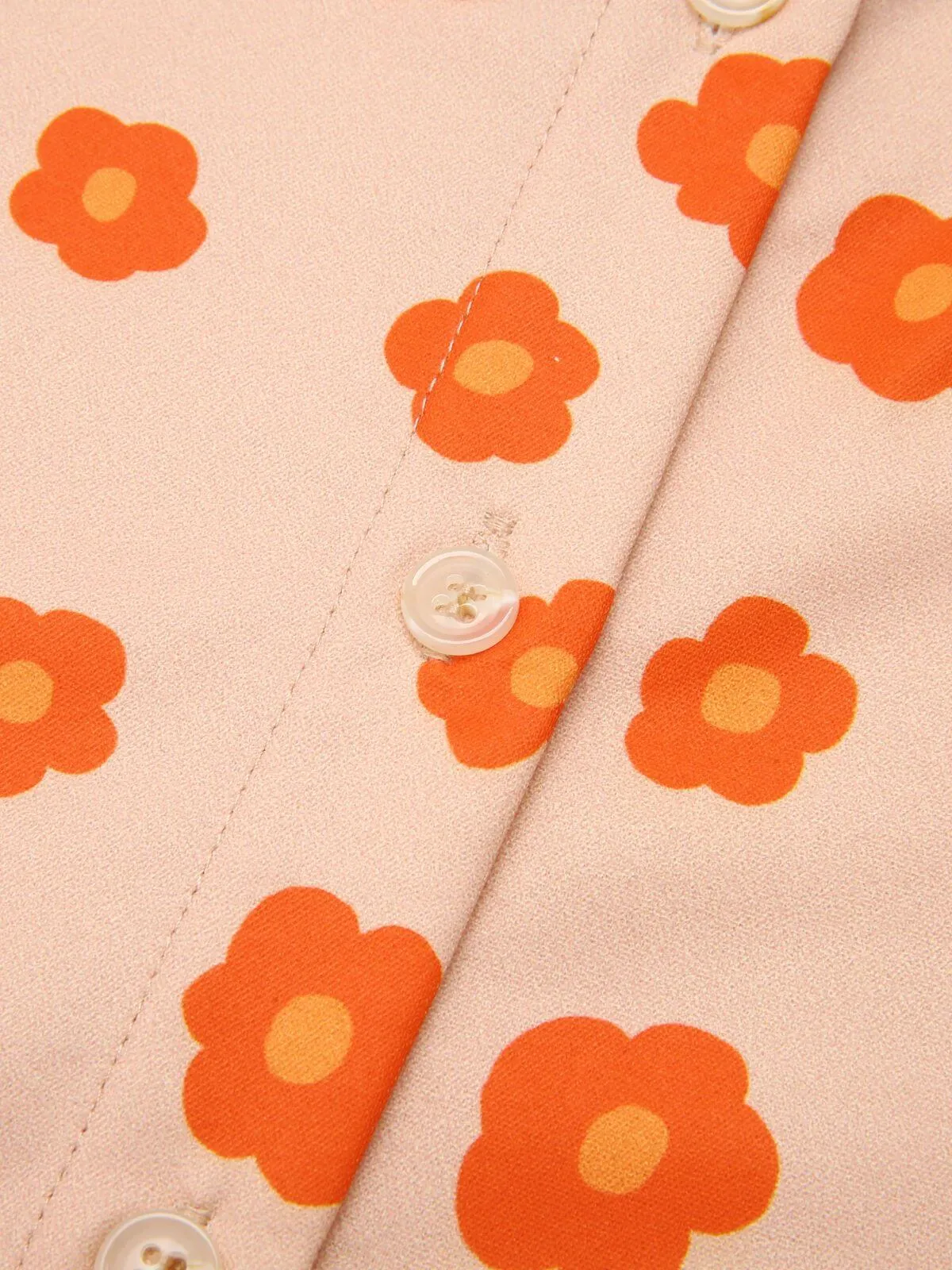 2PCS Orange 1960s Floral Shirt & Skirt