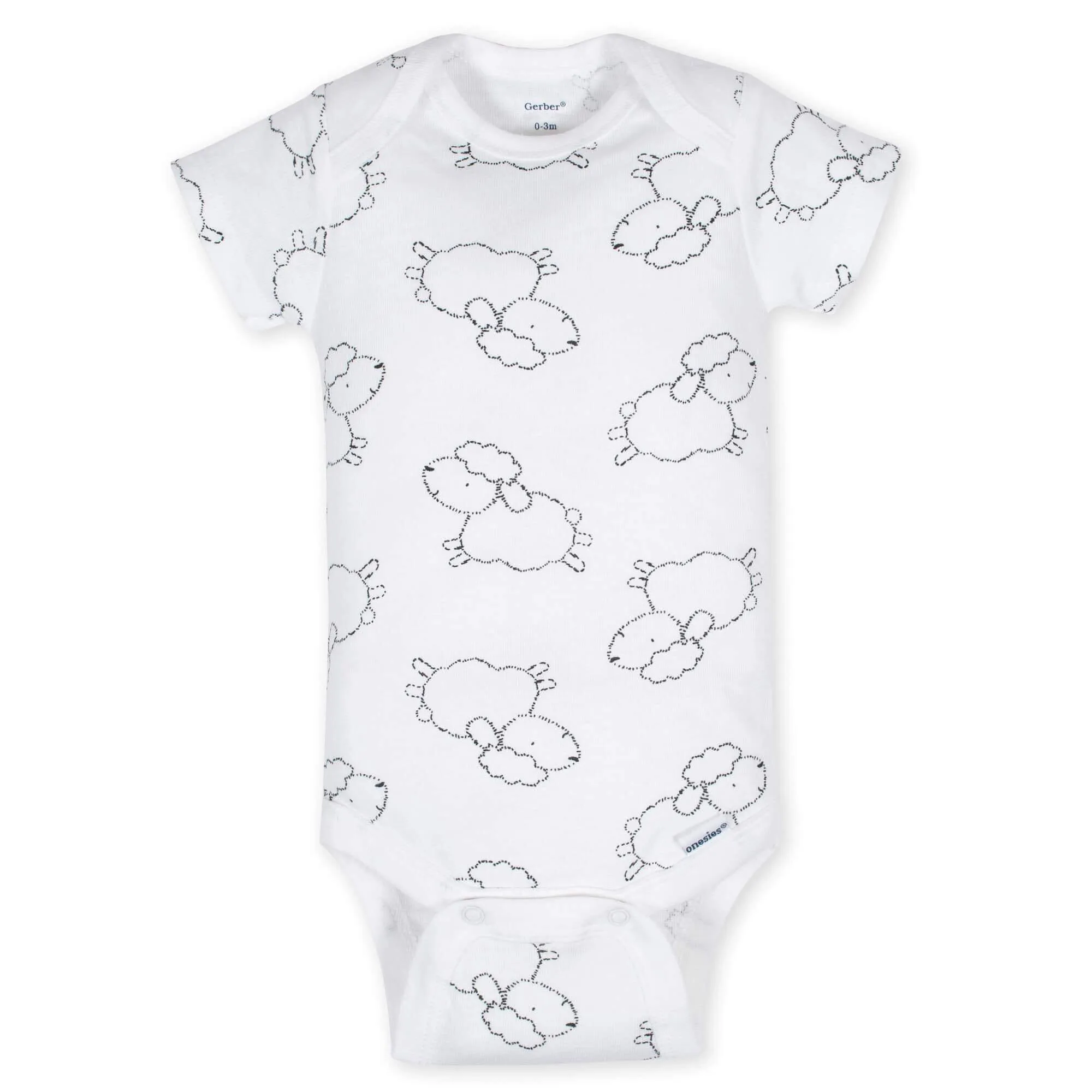 5-Pack Baby Neutral Lamb Short Sleeve Onesies® Bodysuits