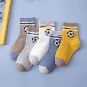 5-piece Football Pattern Breathable Socks