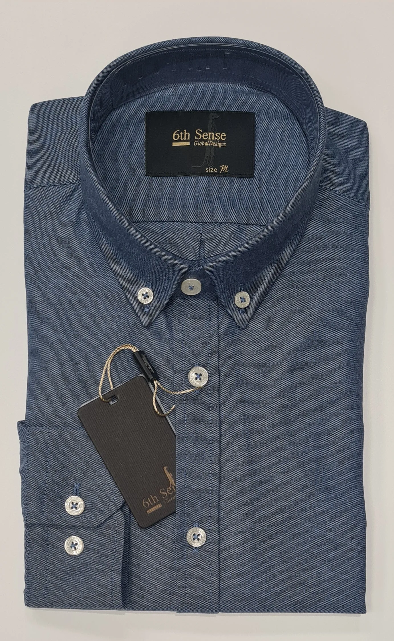 6th Sense Heritage Gold Oxford Long Sleeve Shirt - Blue