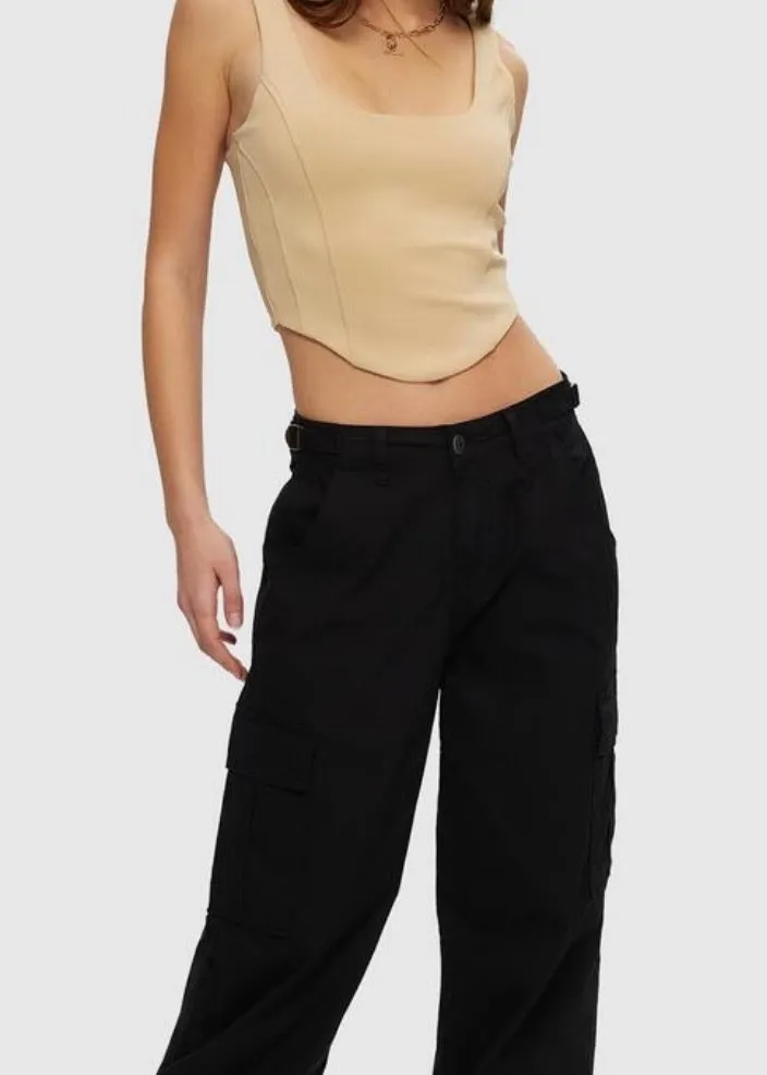 90's Cargo Wide Leg in Black