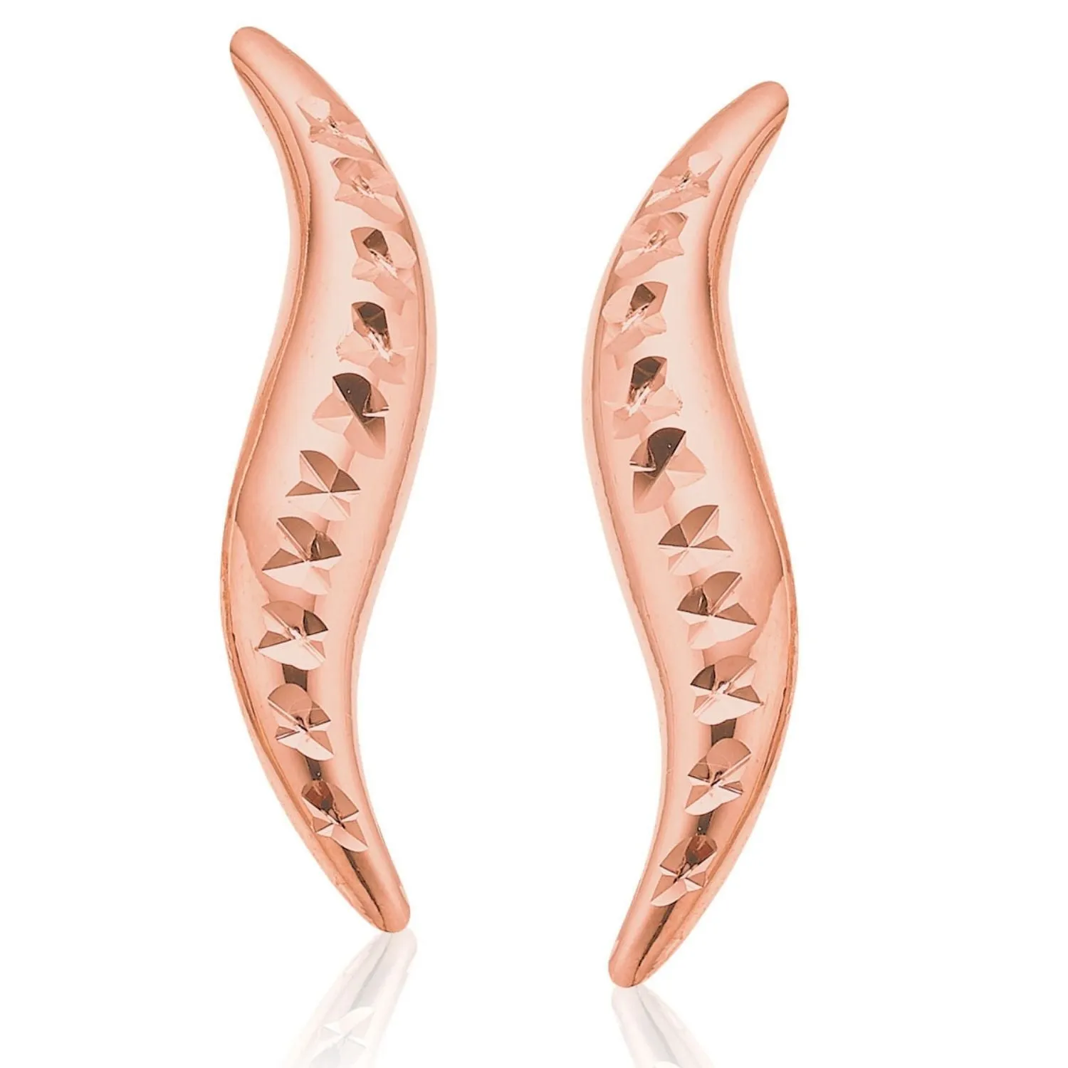 9ct Rose Gold Waved/Cut Earrings