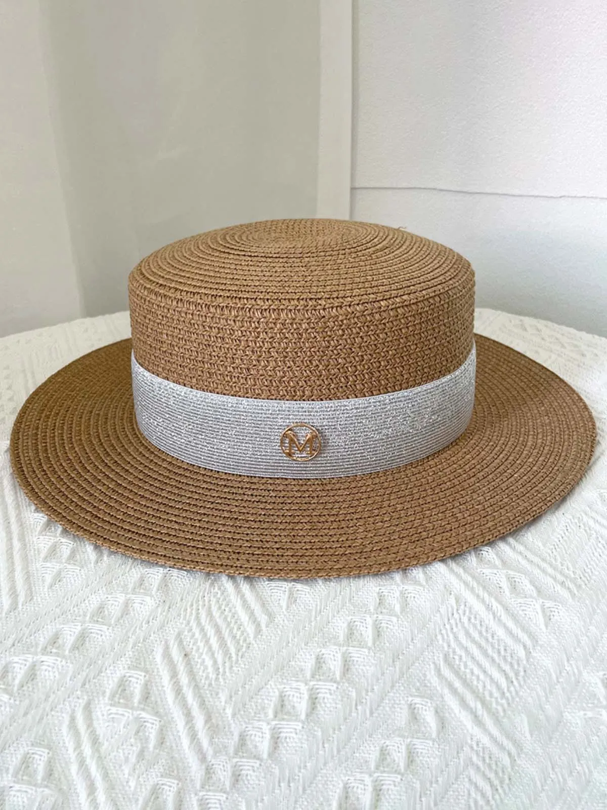 A Touch Of Class Embellished Brown Boater Hat