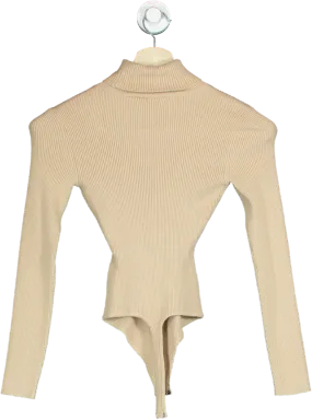 Abercrombie & Fitch Beige Ribbed Turtle Neck Long Sleeve Top XS