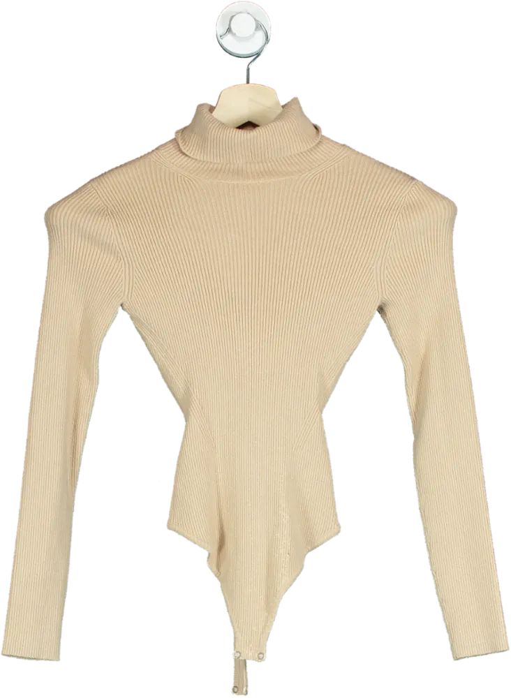 Abercrombie & Fitch Beige Ribbed Turtle Neck Long Sleeve Top XS