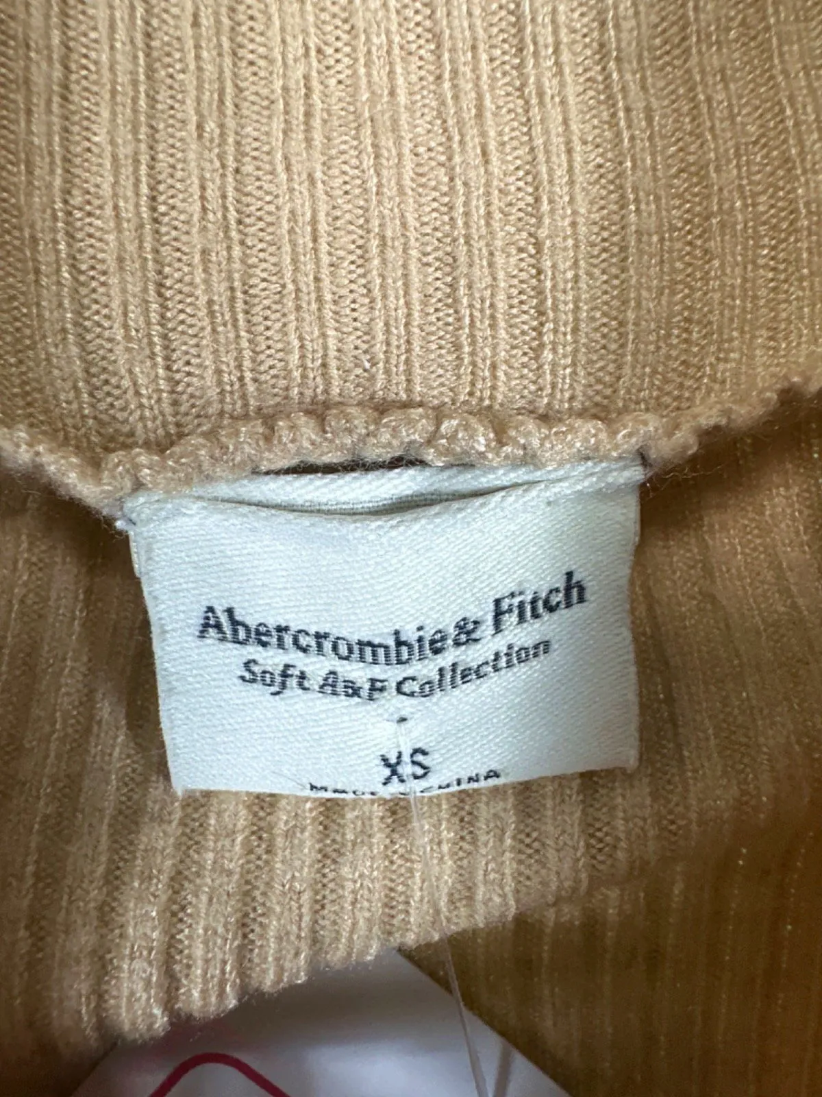 Abercrombie & Fitch Beige Ribbed Turtle Neck Long Sleeve Top XS