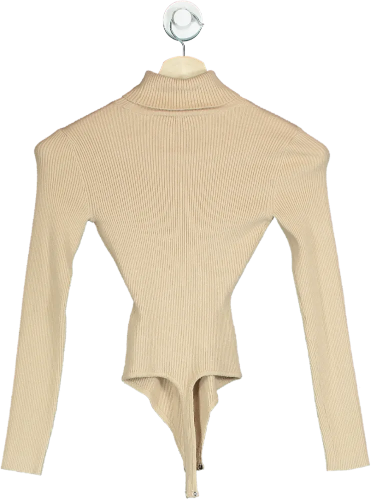 Abercrombie & Fitch Beige Ribbed Turtle Neck Long Sleeve Top XS