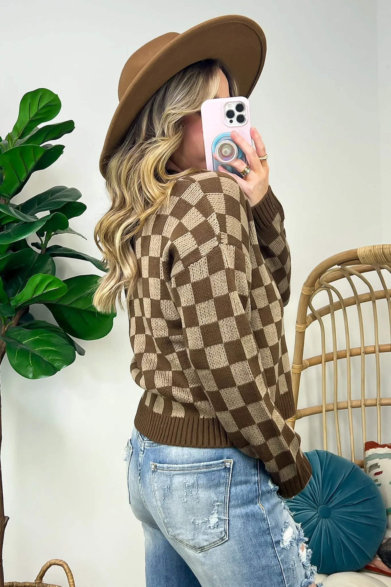 Addison Checkered Crop Cardigan - FINAL SALE