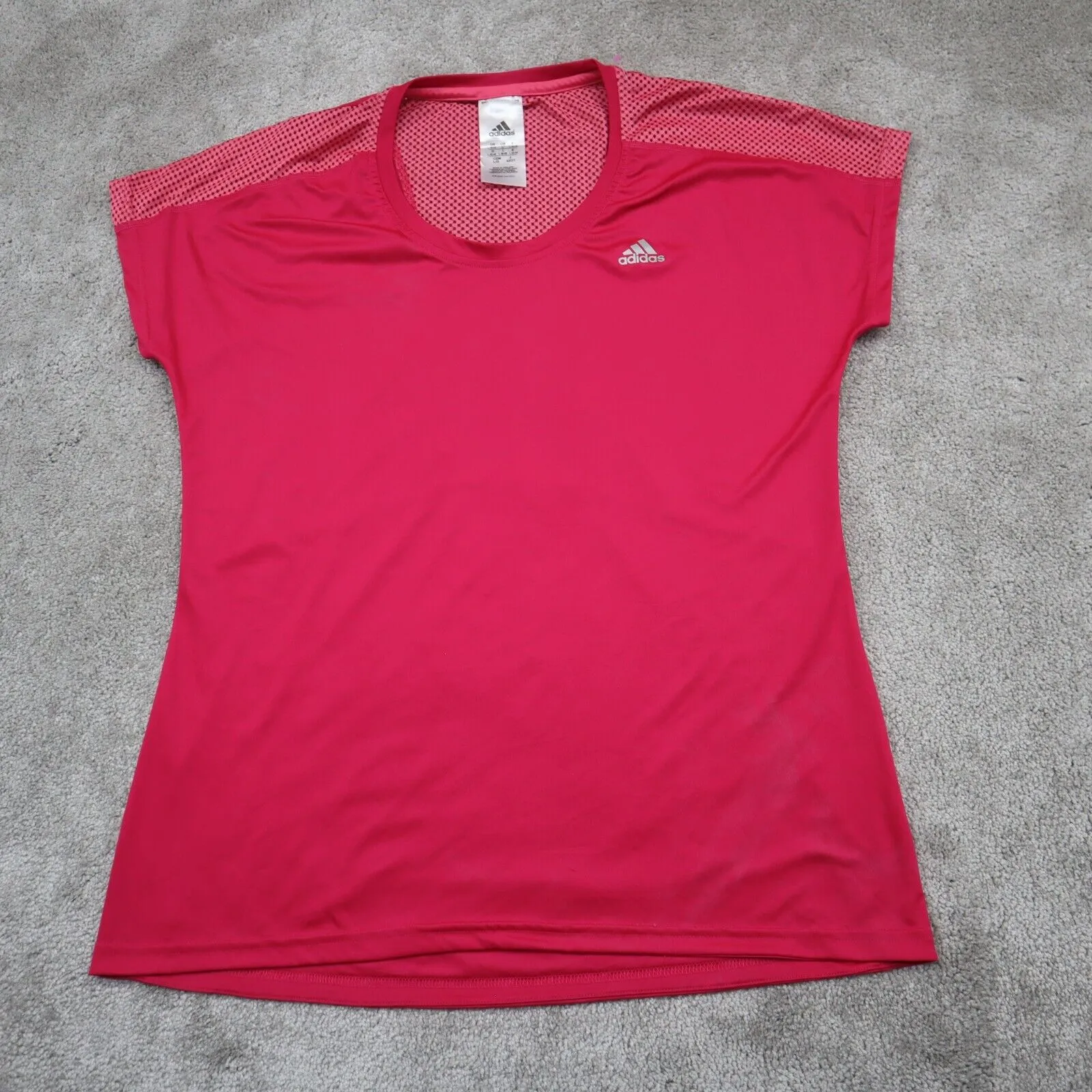 Adidas Womens Pullover T Shirt Short Sleeve Round Neck CLIMALITE Orange Size L