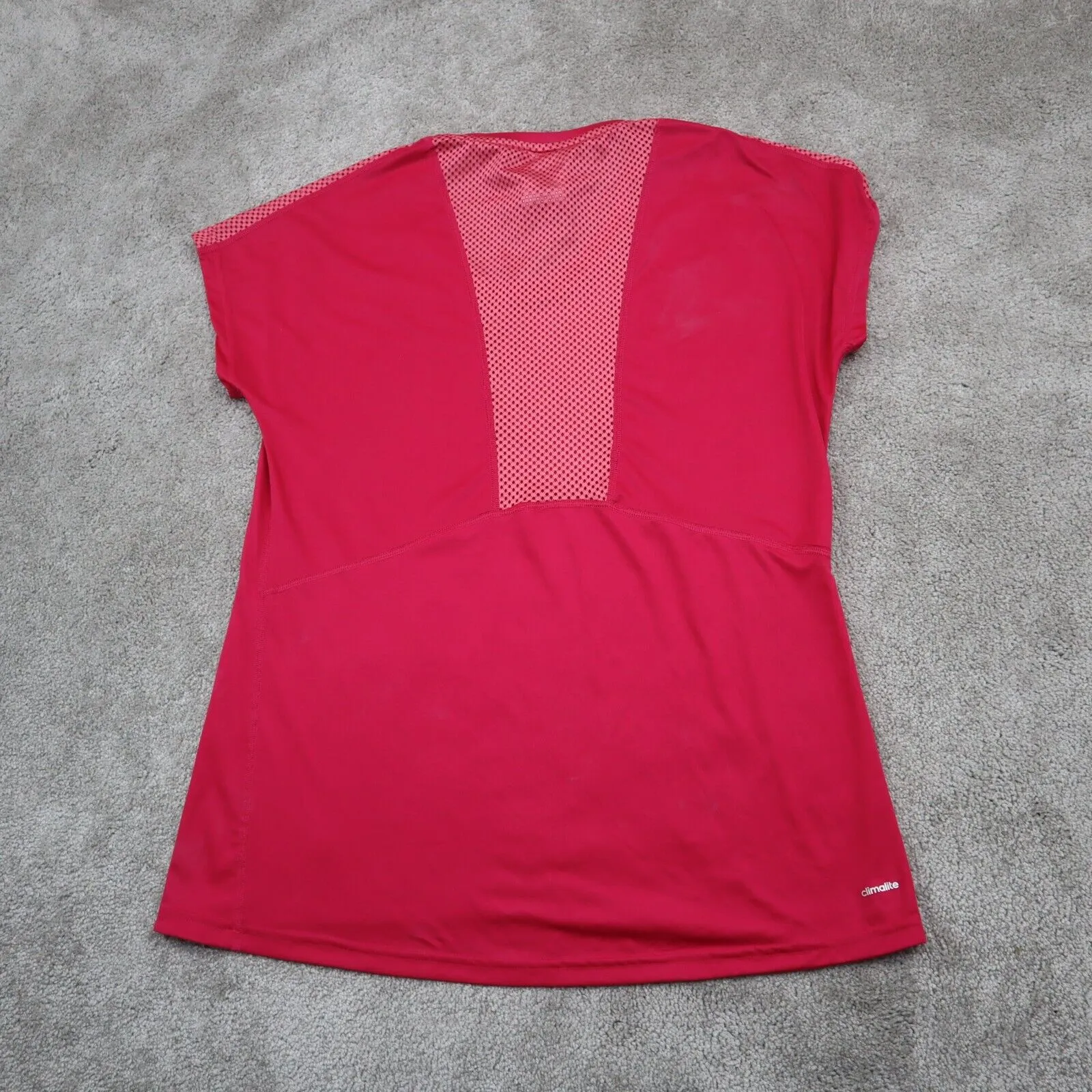 Adidas Womens Pullover T Shirt Short Sleeve Round Neck CLIMALITE Orange Size L