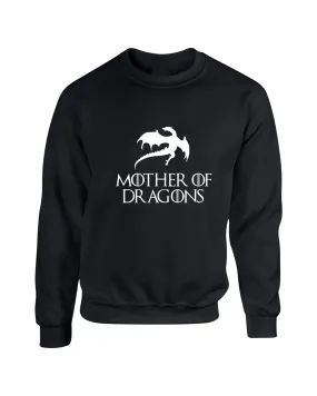 Adult Crewneck Mother Of Dragons White Print Cool Top