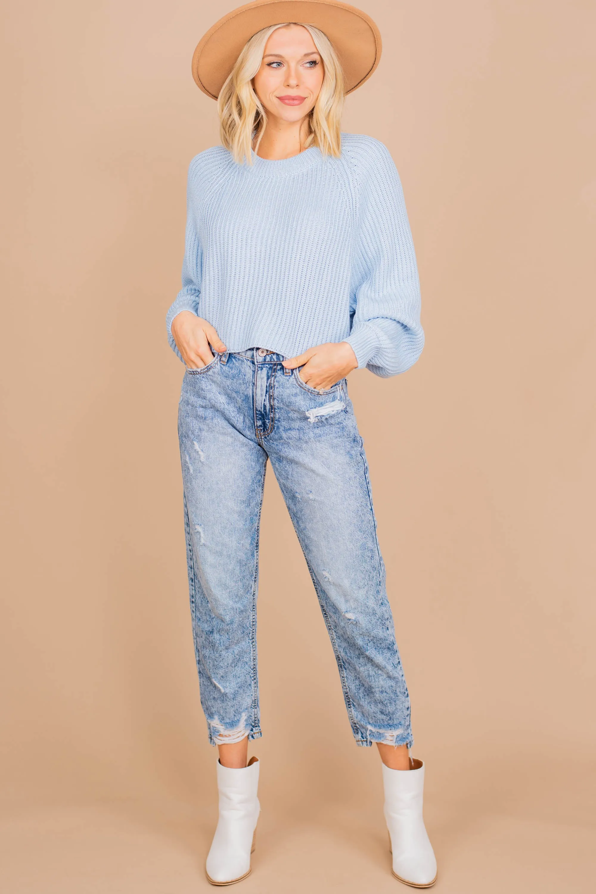 All About Love Sky Blue Crop Sweater