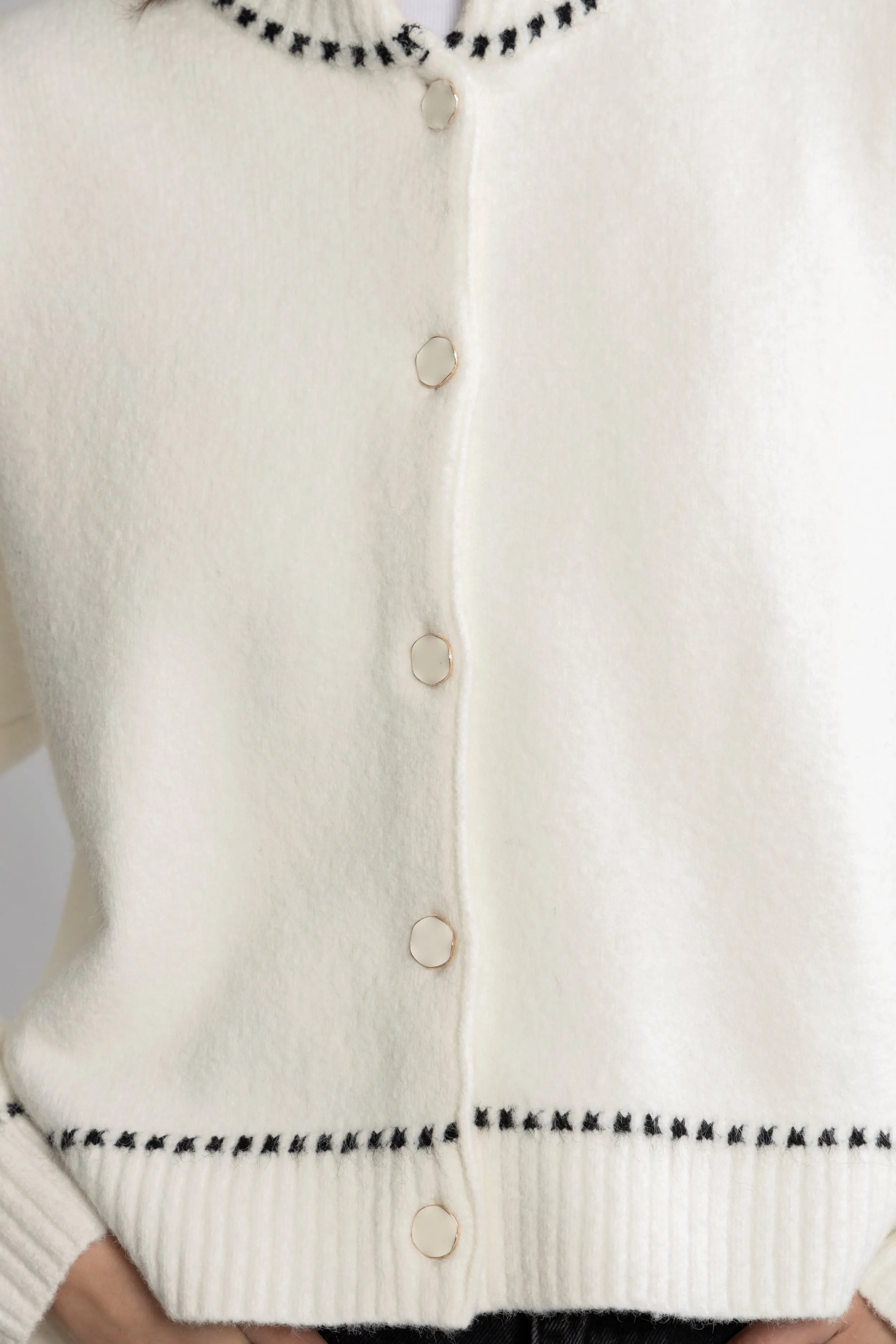 Amalie Stitch Cardigan - White