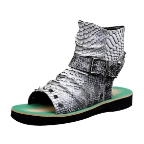 Animal Pattern Open Toe High Top Men Sandals