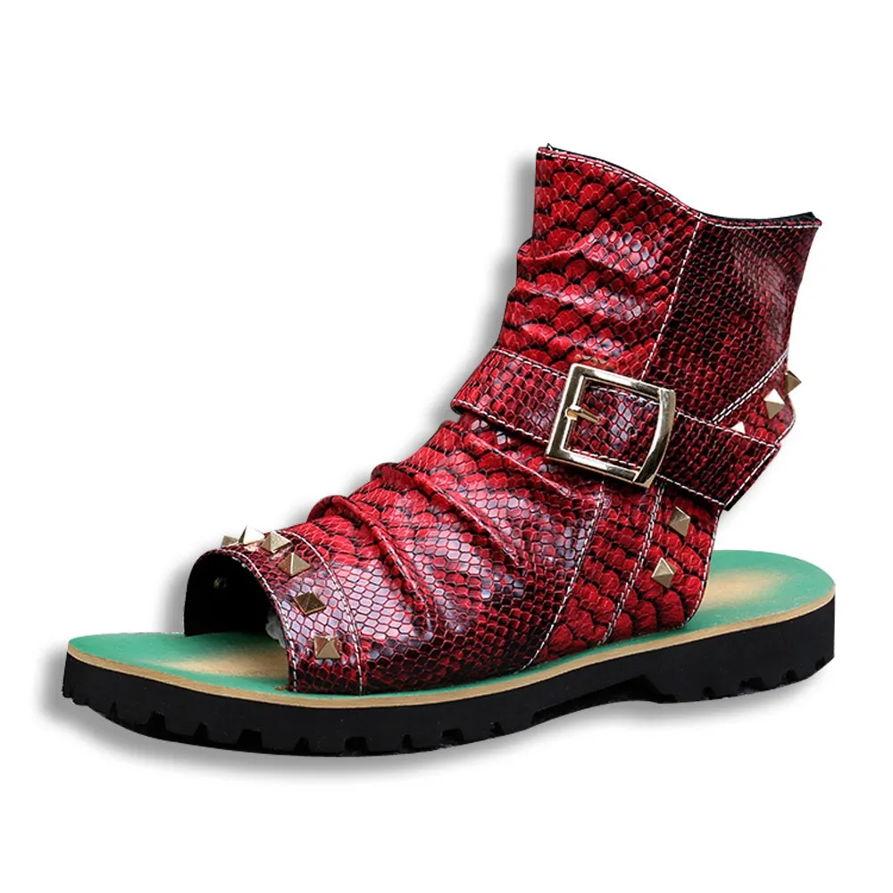 Animal Pattern Open Toe High Top Men Sandals