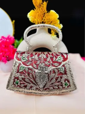 Antique Hand Carved High Quality German Silver Clutch