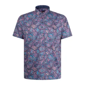 Arthur & Russell Paisley Polo Shirt Navy