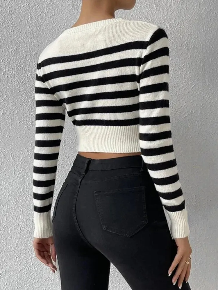 Basic Breton Stripe Crop Knit Top