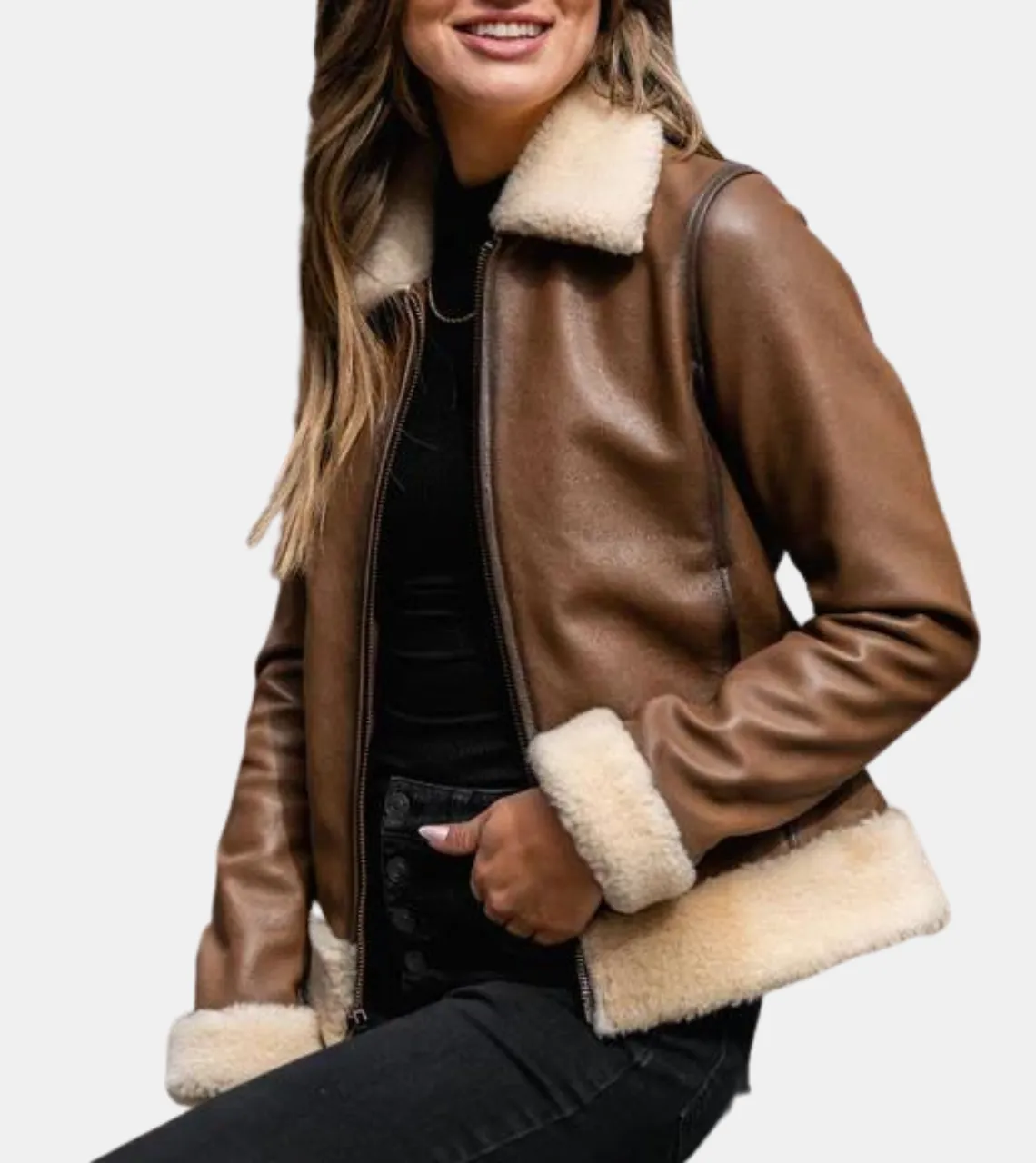 Beckett Women's Brown Shearling Leather Jacket