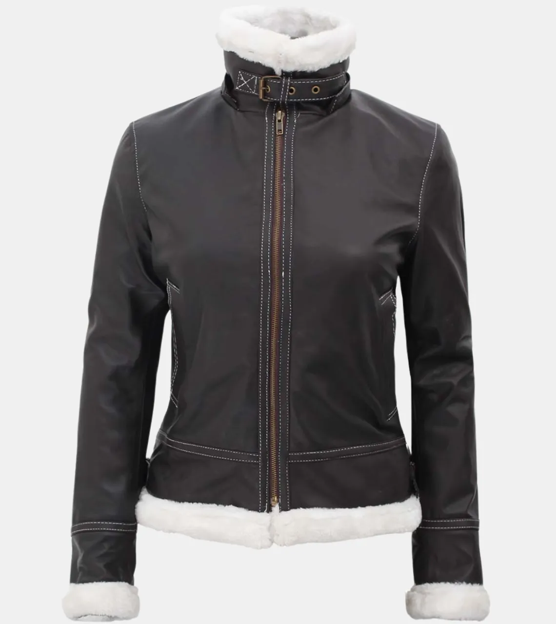 Betsy Women's Hooded Black Leather Jacket