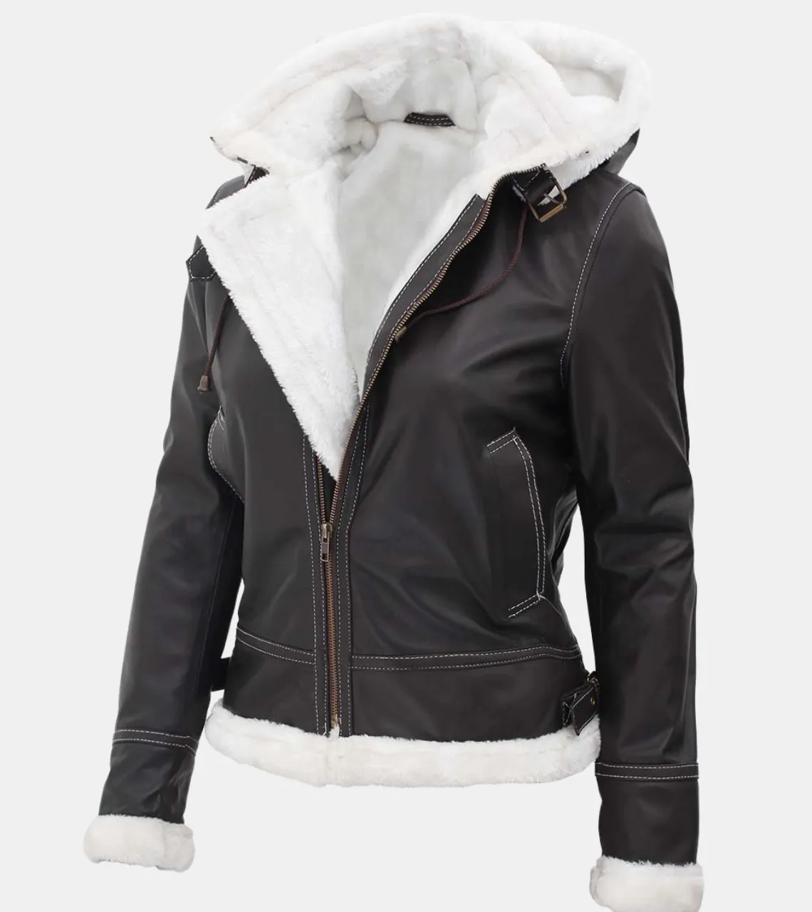 Betsy Women's Hooded Black Leather Jacket