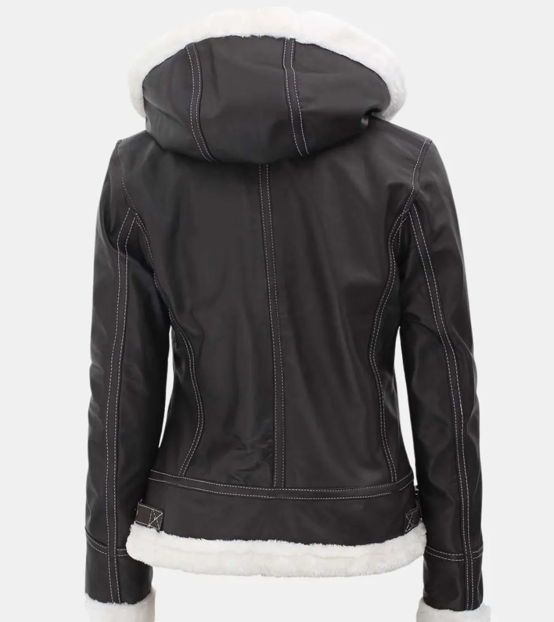 Betsy Women's Hooded Black Leather Jacket