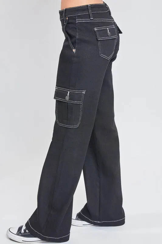 Black Junior Low Rise Straight Leg Skater Jeans