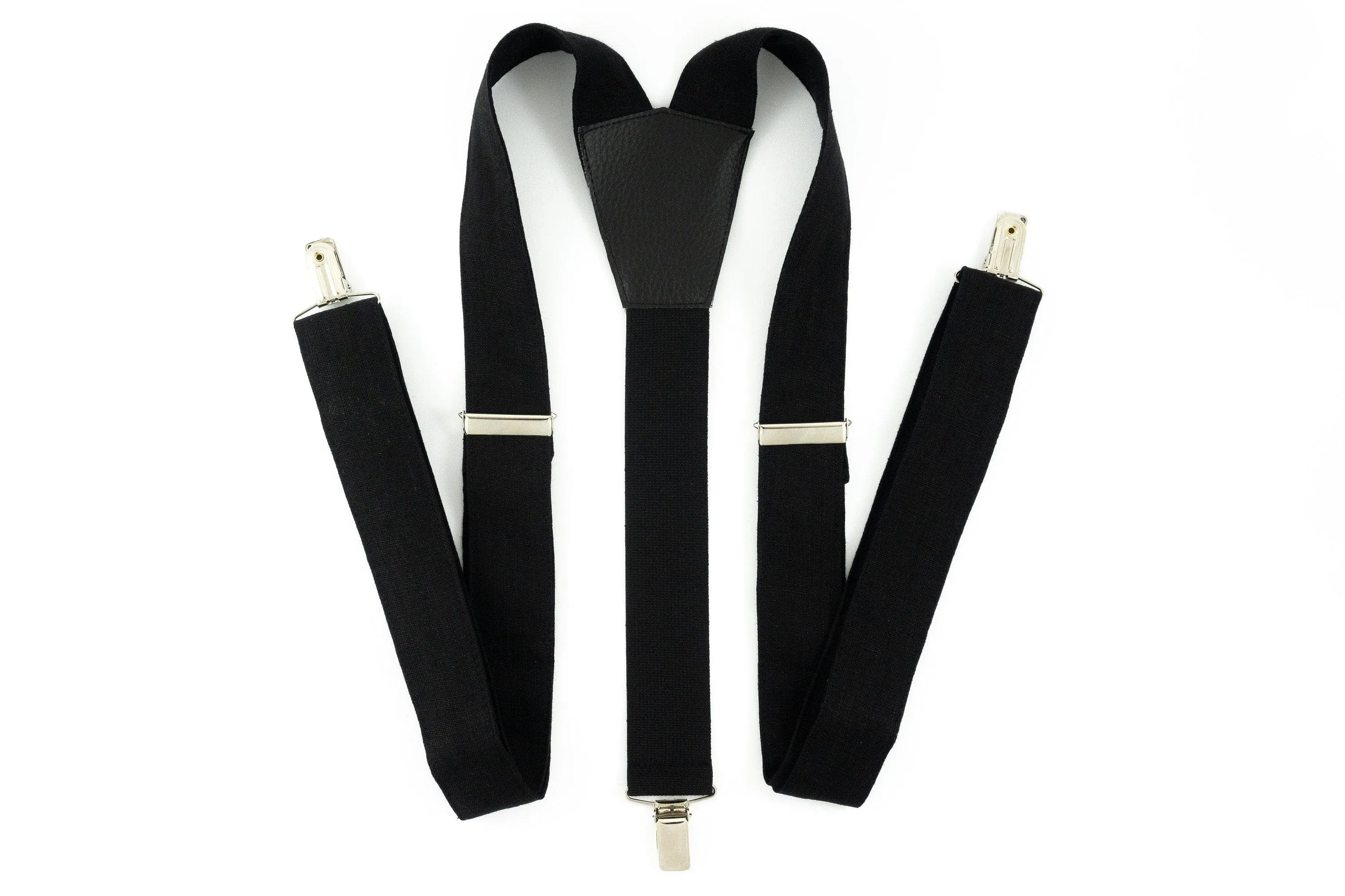 Black linen braces for men and boys