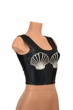 Black Seashell Crop Top