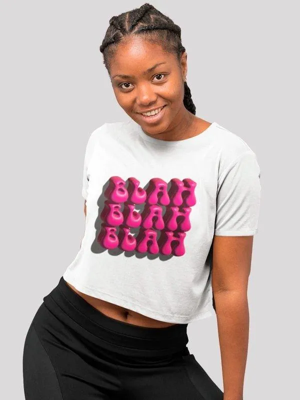 Blah Blah Blah White Crop Top For Women