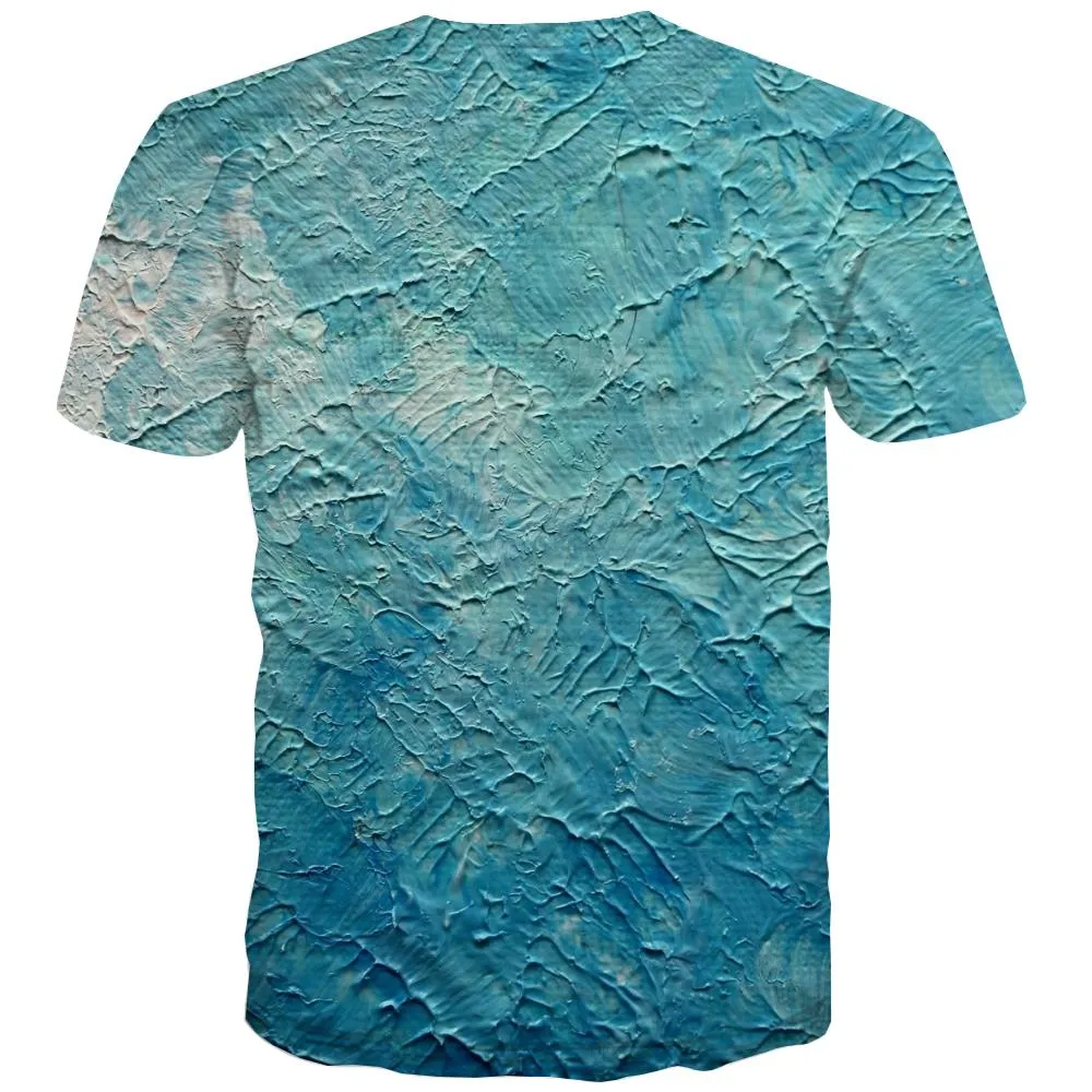 blue and white oil painting texture t shirts Novelty 3D shirt special texture Cool men art costume different