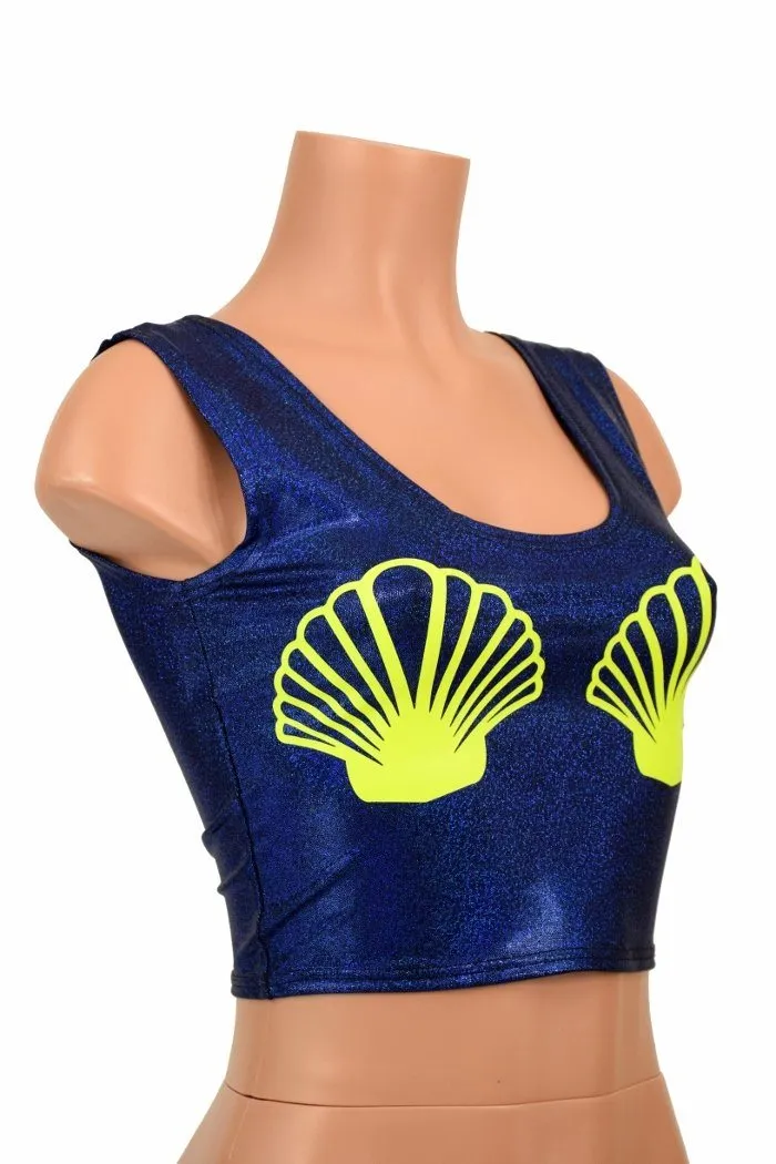 Blue Seashell Crop Top