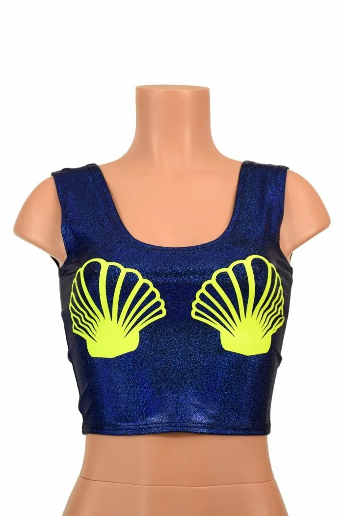 Blue Seashell Crop Top