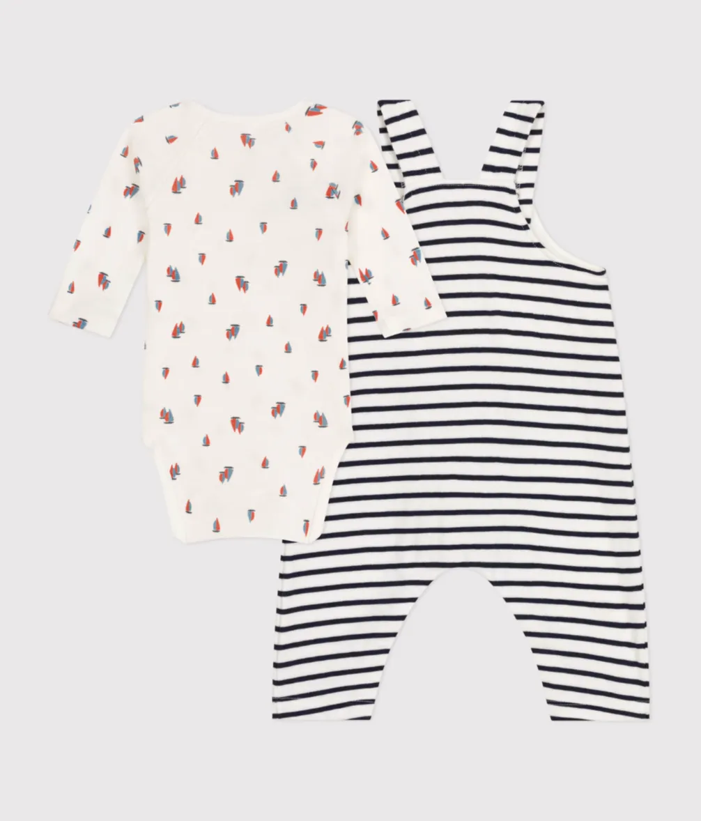 Boat Bodysuit/Striped Overalls Set - Petit Bateau FW24