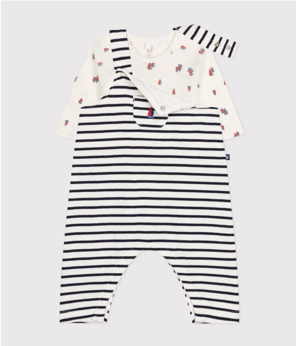 Boat Bodysuit/Striped Overalls Set - Petit Bateau FW24