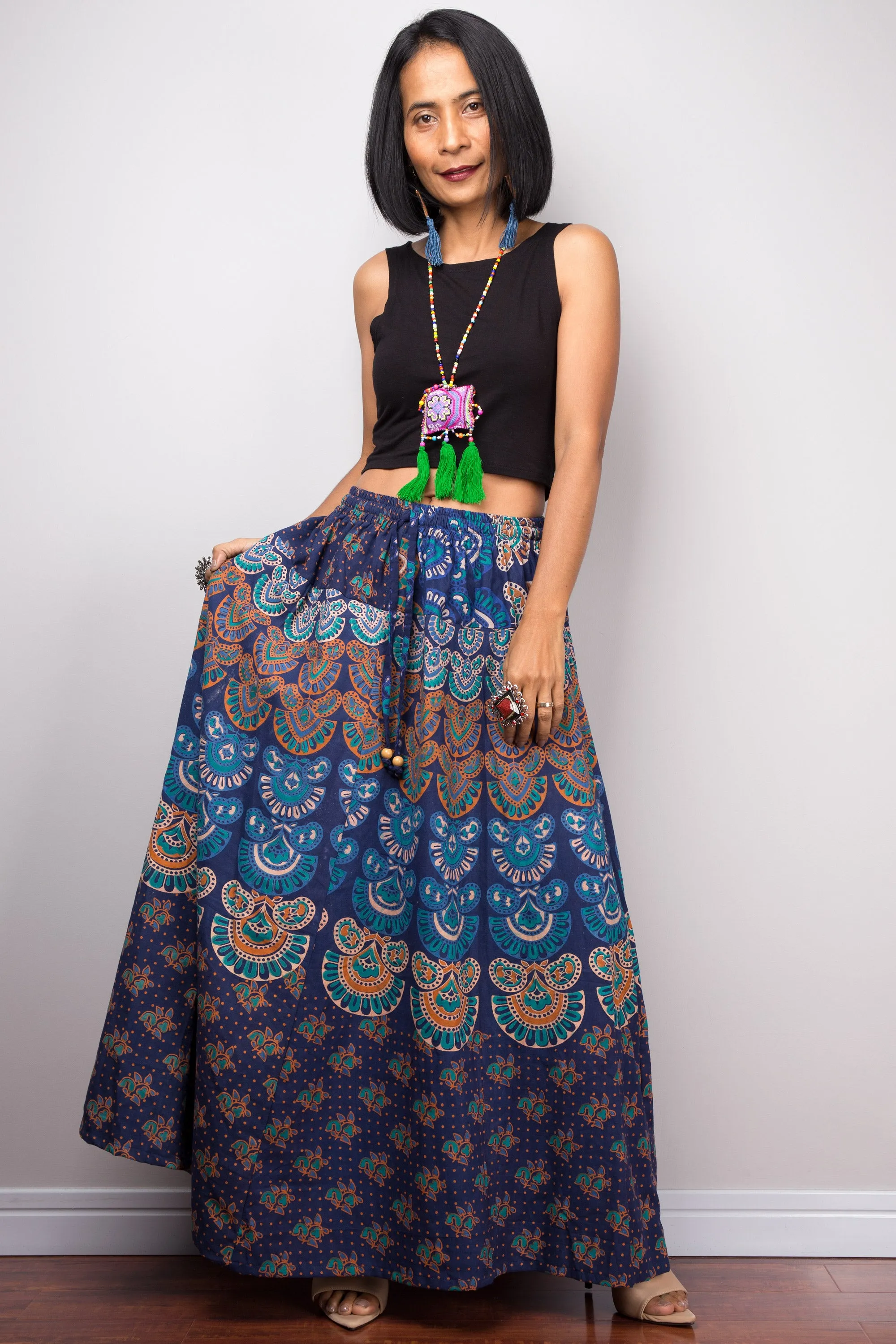 Boho Patchwork Skirt | Maxi skirt | Flowy gypsy festival skirt | Cotton skirt