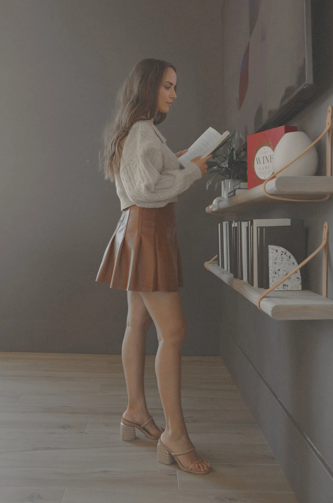 Brown Leather Mini Skirt