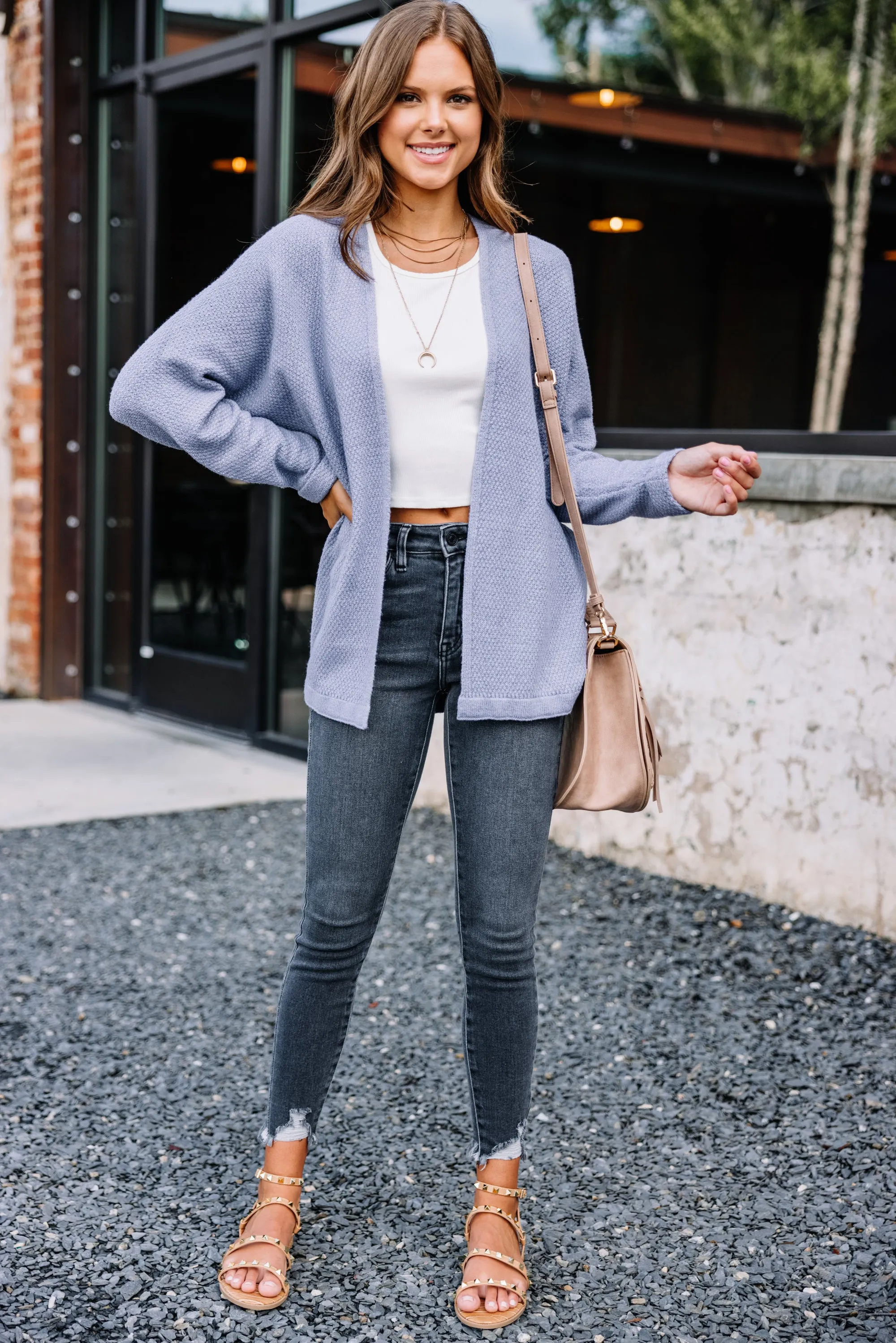 Call On Me Light Gray Cardigan