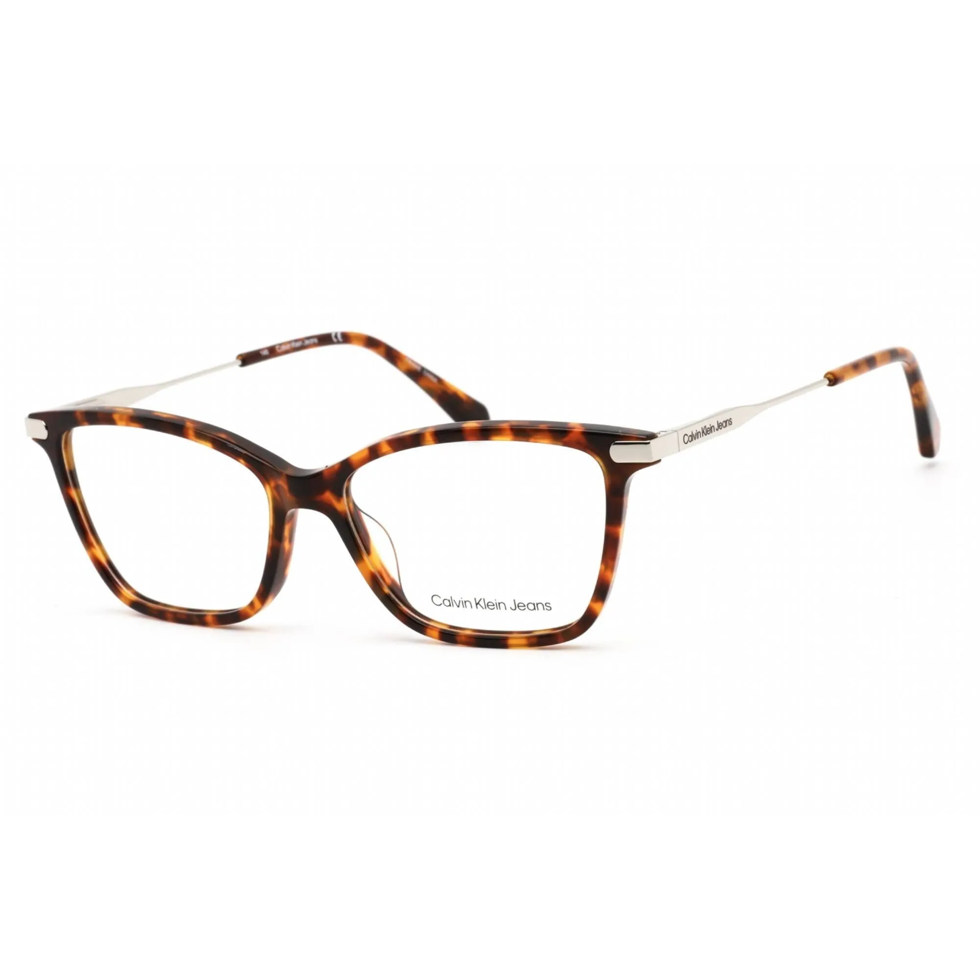 Calvin Klein Jeans Unisex Eyeglasses - Brown Havana/Silver Cat Eye | CKJ21632 232