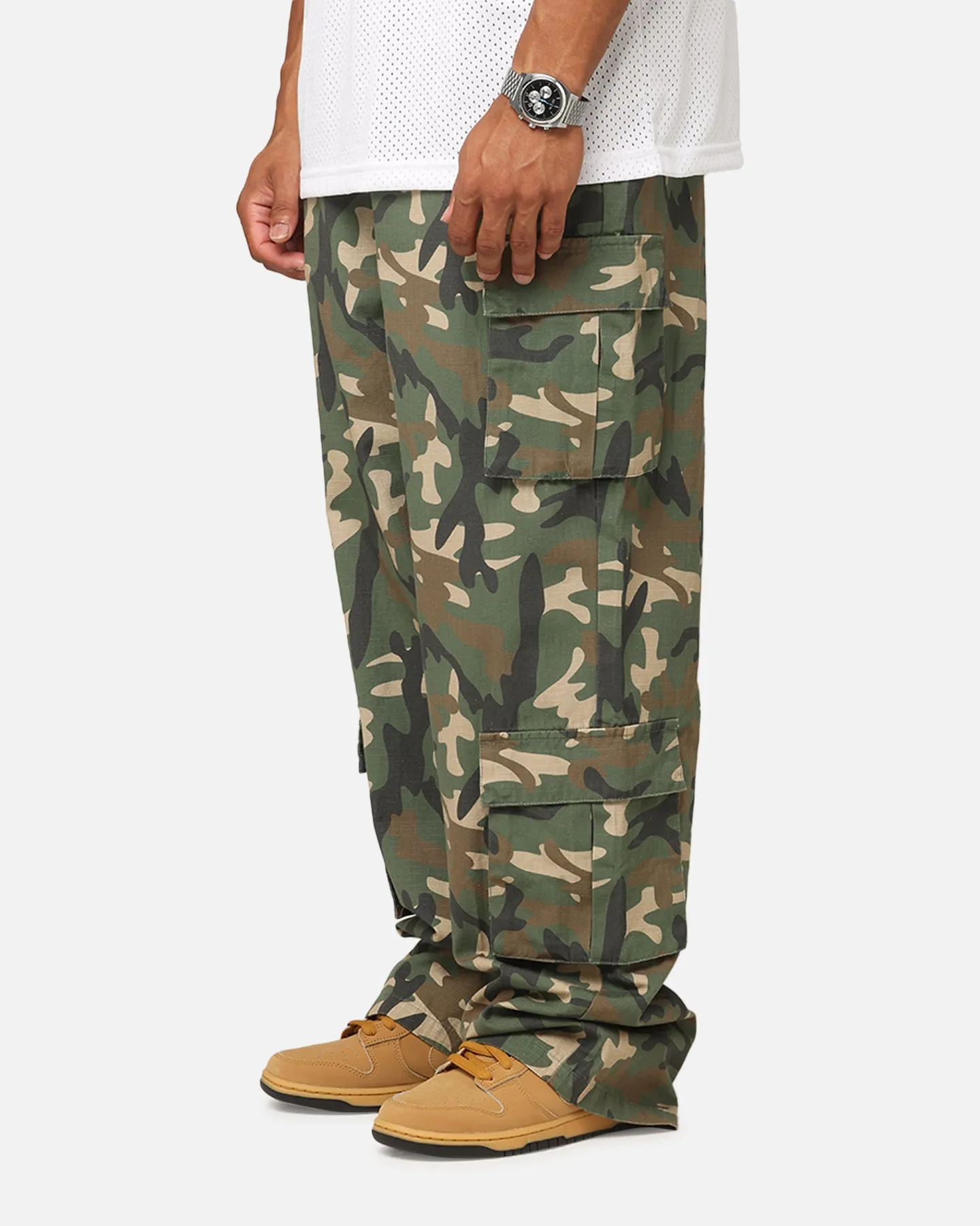 Carre Tactical Baggy Cargo Pants Woodland Camo