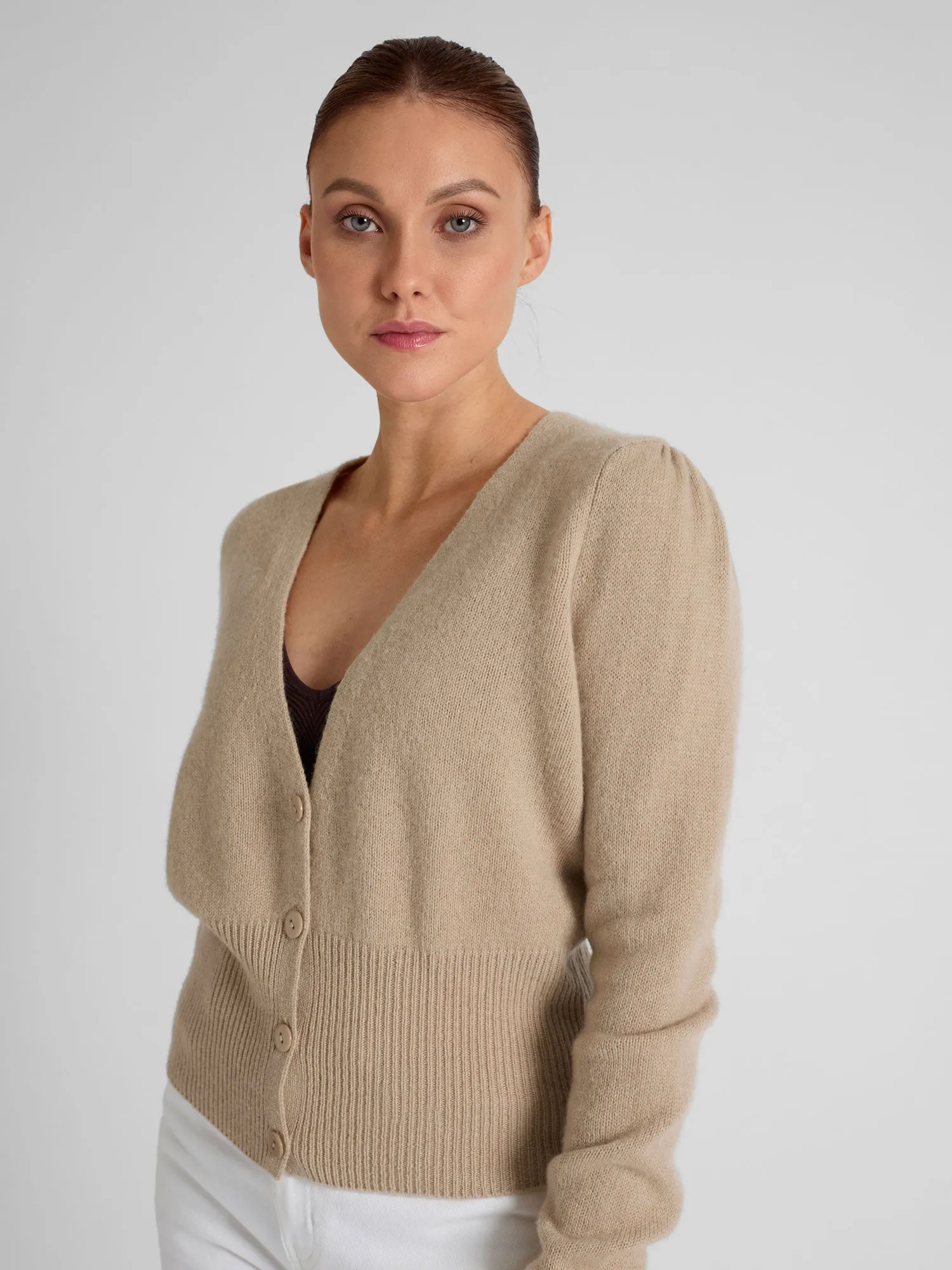 Cashmere cardigan "Grace long" - sand