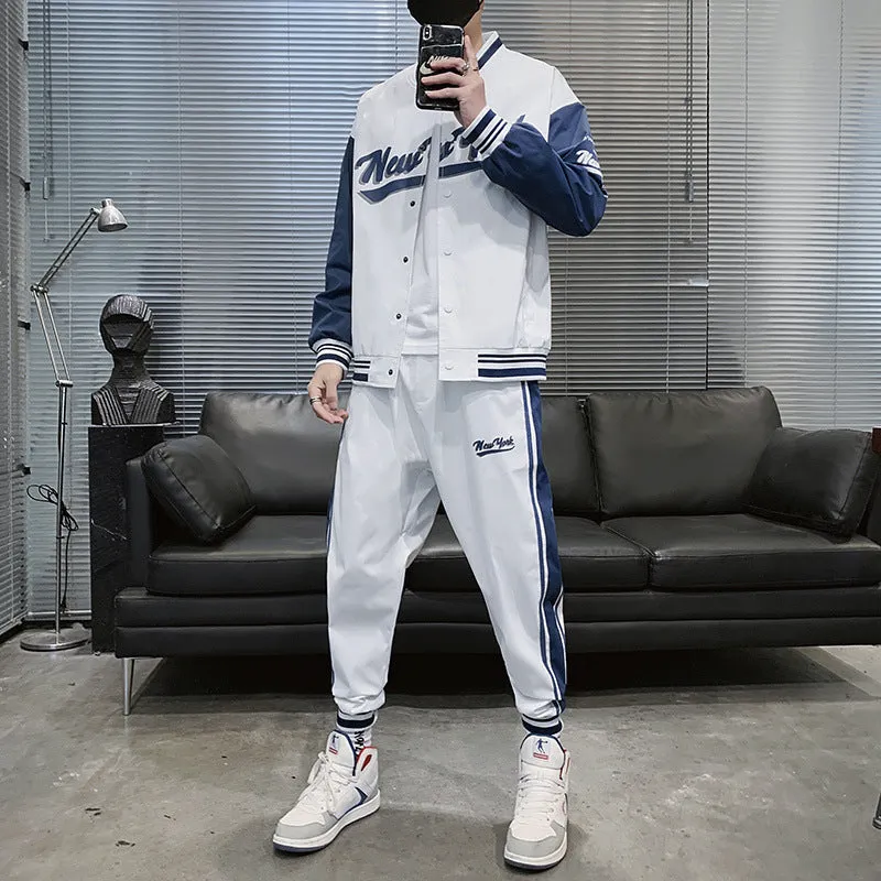 Casual Sports Baseball Suit Printed Two-piece Suit Men's Clothing