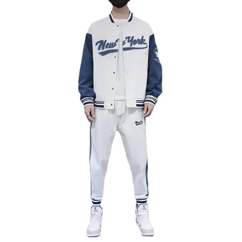 Casual Sports Baseball Suit Printed Two-piece Suit Men's Clothing