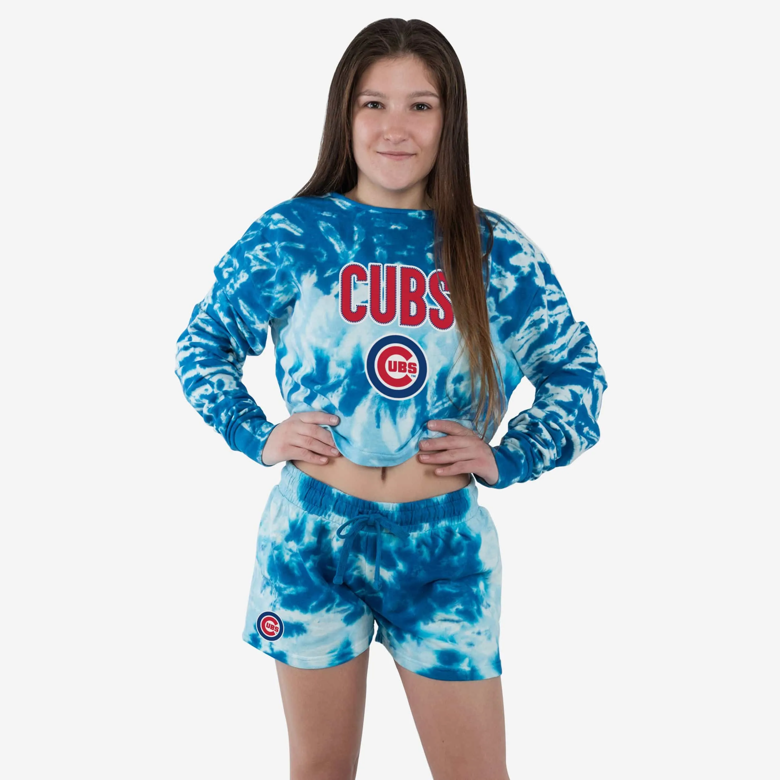 Chicago Cubs Womens Tie-Dye Rush Cropped Sweater