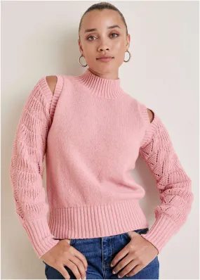 Cold Shoulder Sweater - Bleached Mauve