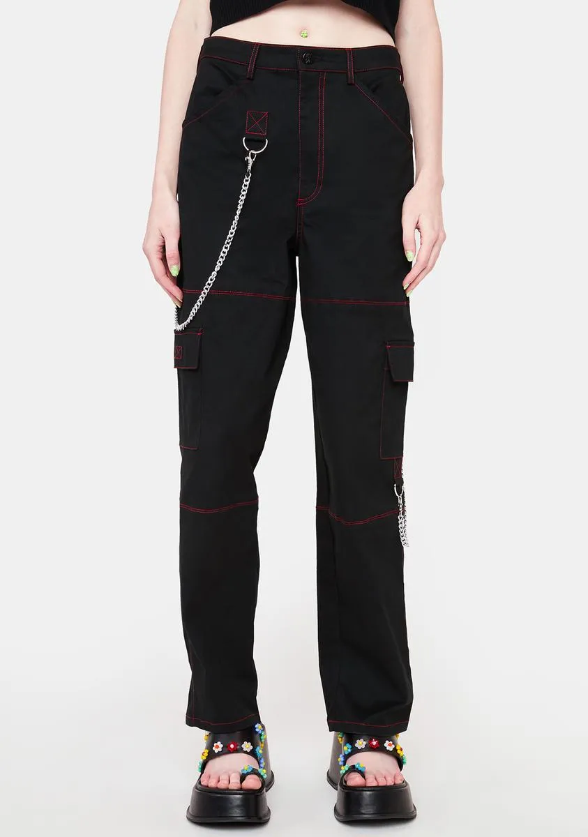 Contrast Stitch Cargo Pants